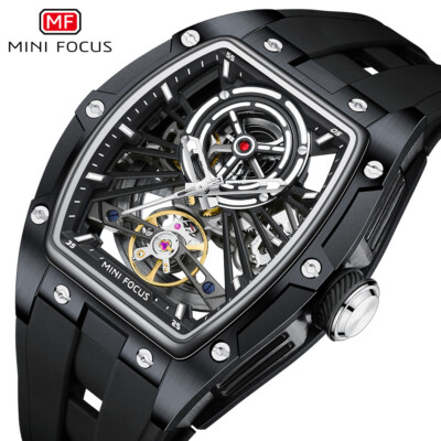 MINI FOCUS Men Mechanical Watch Automatic Hollow Out Male Rectangle Wristwatch