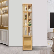 6-Tier Corner Bamboo Book Shelf Storage Display Holder Book Organization Stand