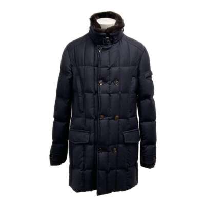 Auth MOORER MORRIS Dark Navy wool, down Men's Down Jacket UK