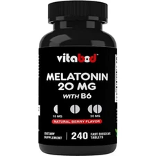 Melatonin High Potency Natural Sleep Aid Berry Flavor 240 Fast Dissolve TAB 20mg