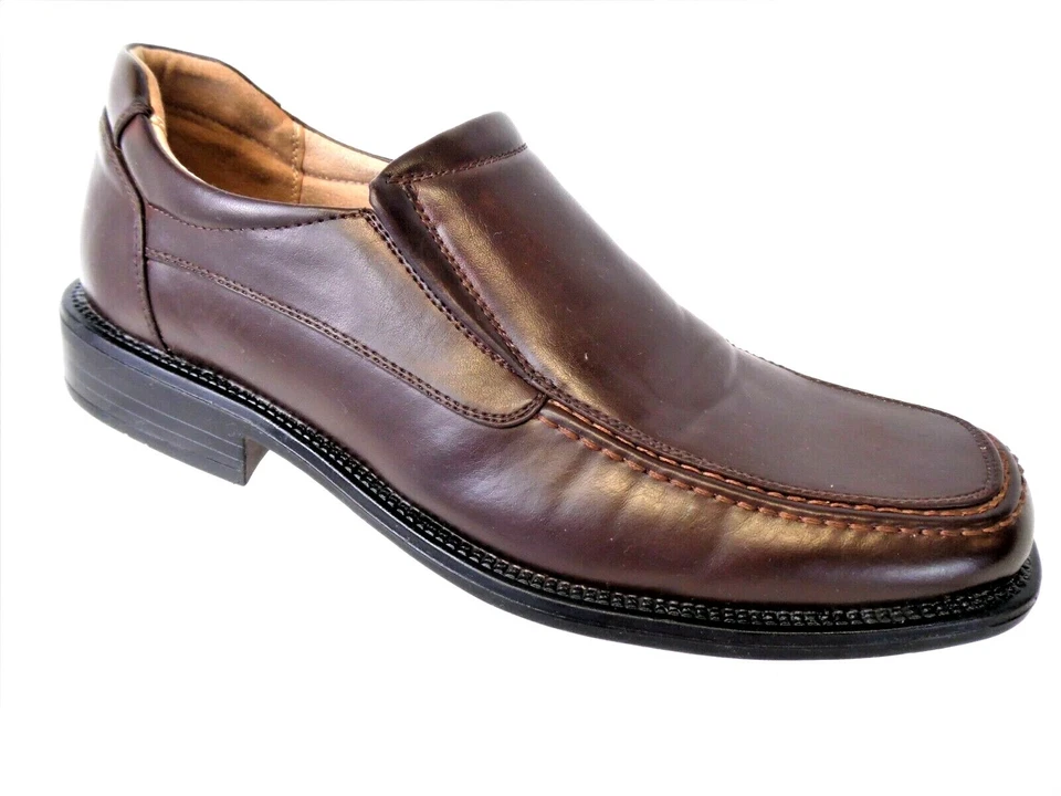 Bruno Marc NY Goldman Men's Size 9 Brown Leather Moc Toe Slip On Loafer Shoe - Image 2 of 4