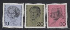 WEST GERMANY Ludwig van Beethoven, Georg Hegel & Friedrich Hölderlin MNH set