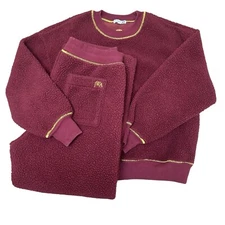 JW Anderson x Uniqlo SET Deep Pile Pants Red Burgundy Maroon Size Large