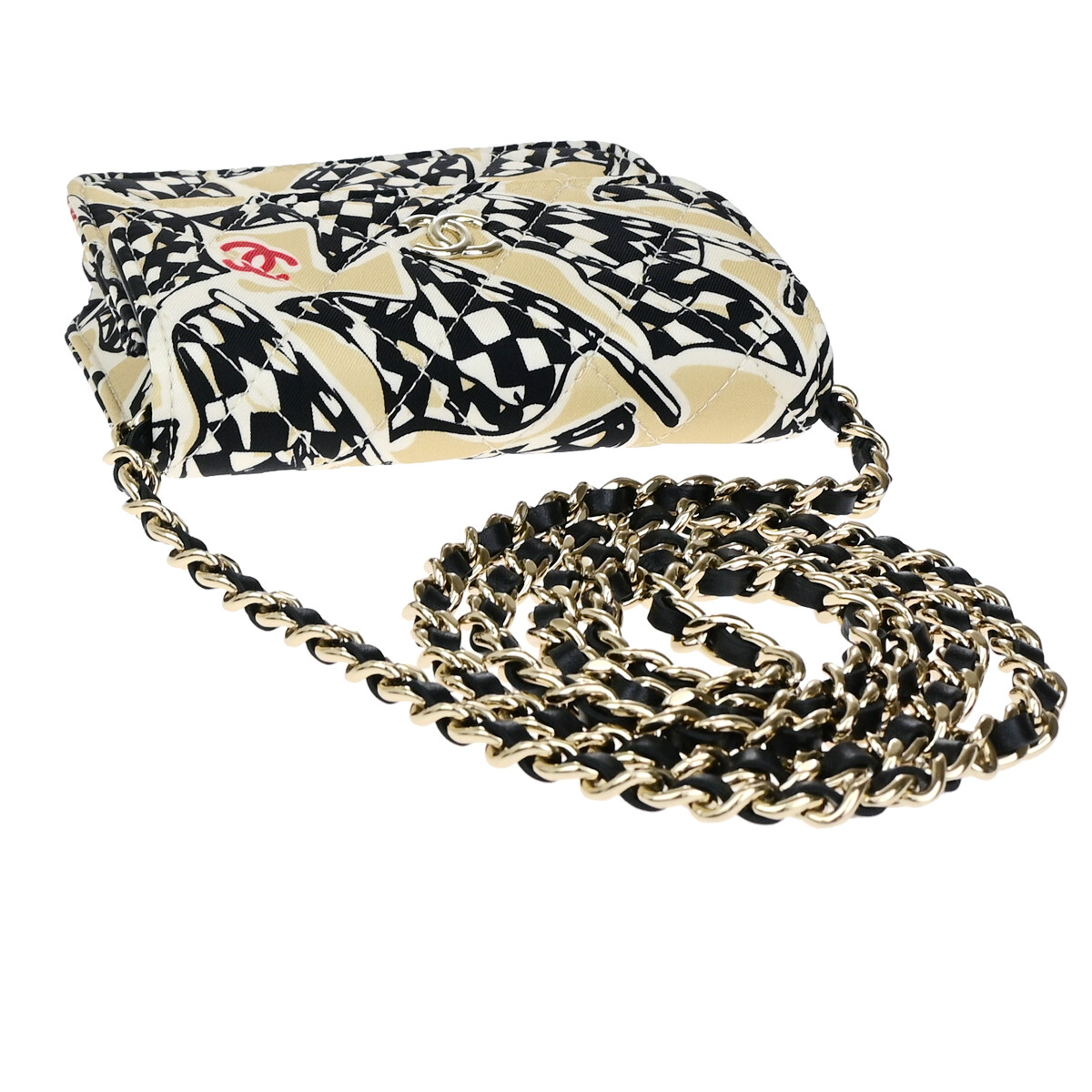 ◆CHANEL チーク◆ Auth CHANEL CC Matelasse Box-Shaped Lamb Skin Chain Shoulder