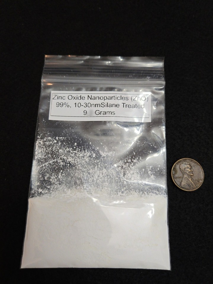 Silane Coated 10-30nm Zinc Oxide Powder 9.0 Grams | eBay