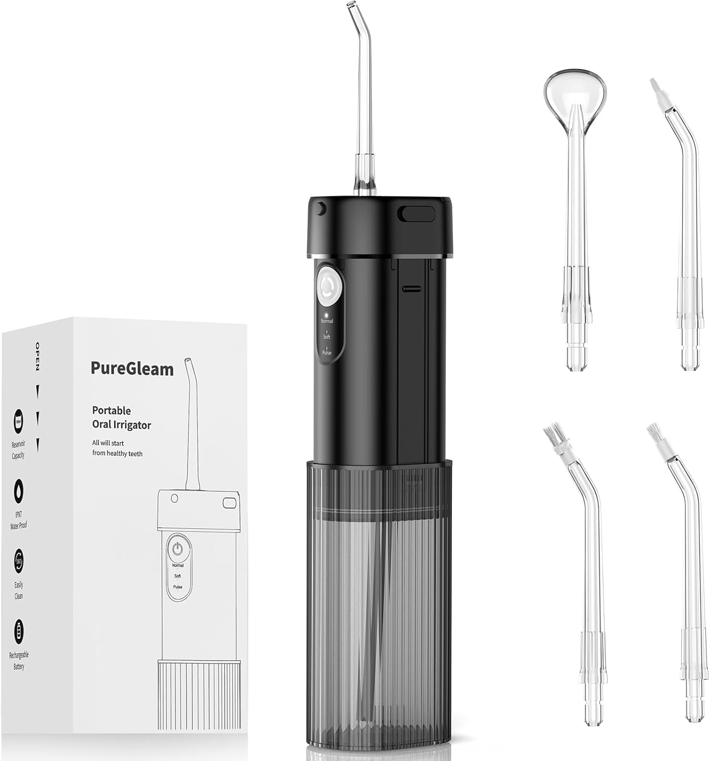 Cordless Portable Water Flosser IPX7 Waterproof 5 Tips 3 Modes