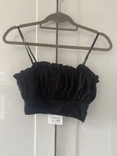 PRICED TO SELL! BNWT LADIES FEMME LUX SIZE XS CROP TOP BLACK WITH RUFFLES