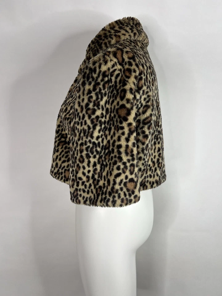 Vtg MOSCHINO CHEAP & CHIC CROPPED LEOPARD PRINT FAUX FUR JACKET 46 L - Image 2 of 4