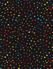 Nursery Baby Fabric - Rainbow Polka Dots Black C3151 - Timeless Treasures YARD