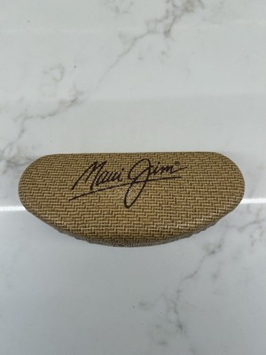Maui Jim Sunglasses Clam Shell Hard Case Basket Weave Faux Bamboo Tan Beige