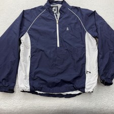FootJoy Mens L Nylon Navy Blue Quarter Zip Windbreaker Golf Pullover Jacket