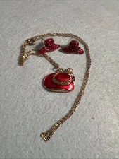 Red Hat Society Ladies Necklace & Earrings, Red/Purple Hats