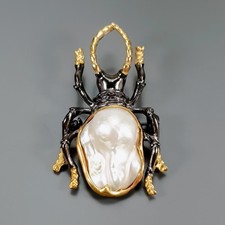 Handmade Natural Baroque Pearl Brooch 925 Sterling Silver  /NB30041