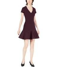 bar III Womens Seam-Detail Fit & Flare Dress