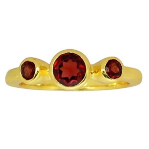Authentic Hessonite Garnet Gold Plated Ring Warm Tone Size 7 Fall TR01423