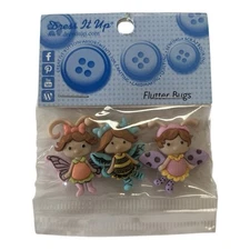 Dress It Up Flutter Bugs 3 Buttons - 3D Colorful Fairy Fairies Butterfly Bee 045
