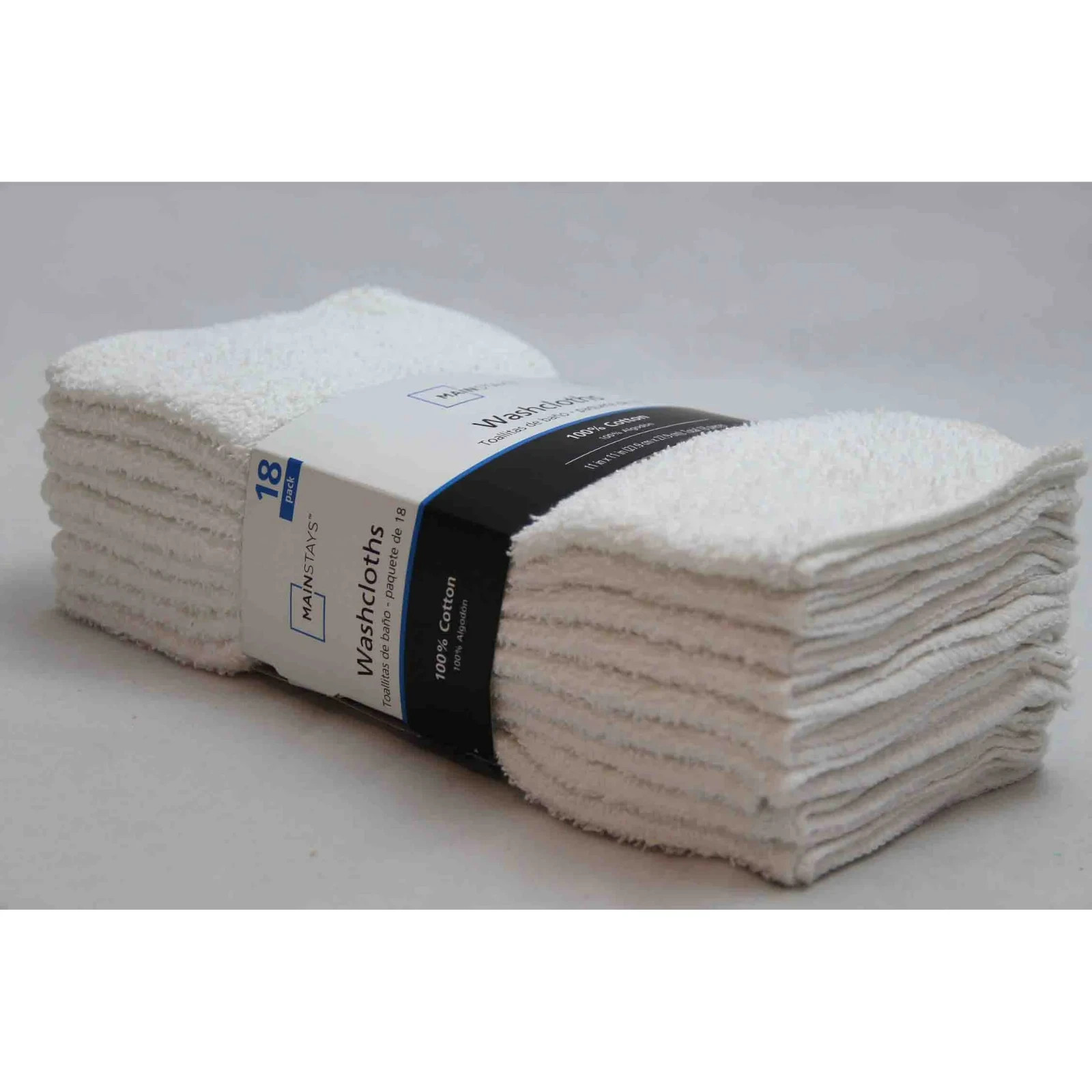 Mainstays 18-Pack Washcloth Bundle, White Color