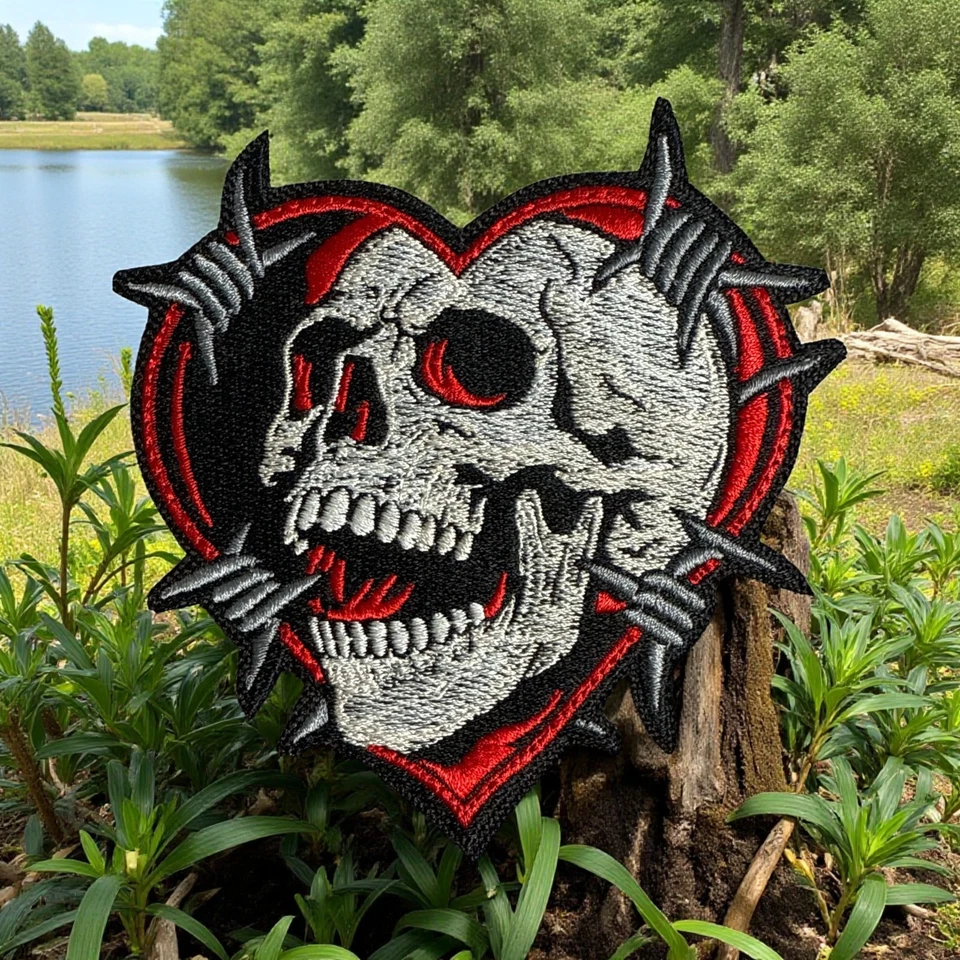 Skull of Love and Pain Embroidery Patch 3.83" X 3.99" - Image 2 of 4
