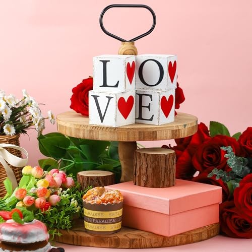 Valentine's Day Wooden Decoration Love Heart Wooden Block Sign Rustic Love - Picture 5 of 8