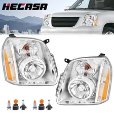 For 2007-2014 GMC Yukon XL 1500 2500 Denali Chrome Headlights Assembly LH+RH