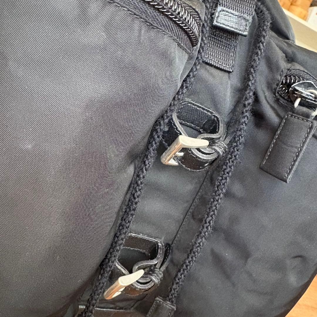 Prada nylon backpack black triangular logo lightw… - image 17