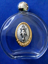 LG HOLY WATER Glass Bottle Our Lady of Grace MIRACULOUS Medal 4oz Empty