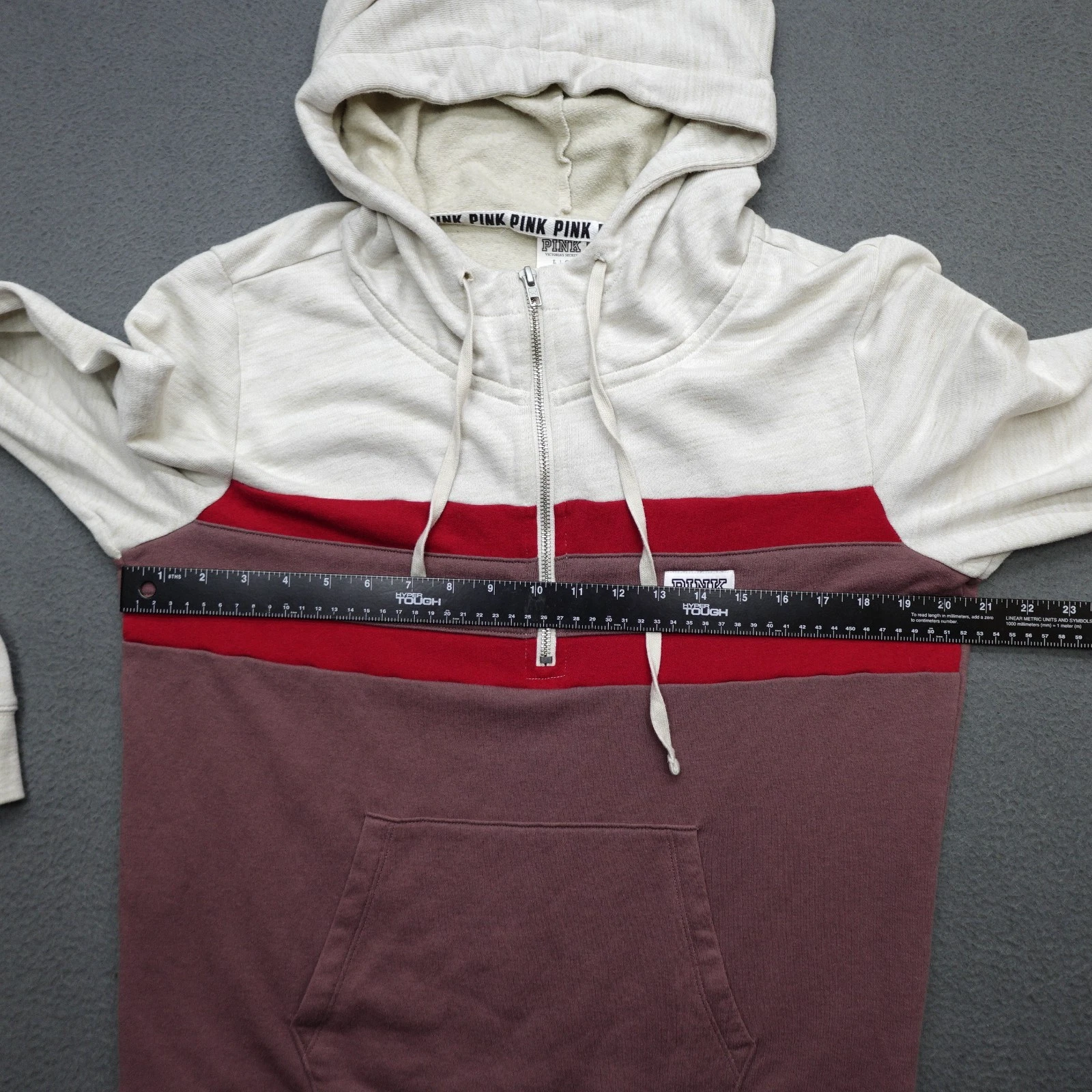 UNDERCOVER Felpa con cappuccio Victoria's Secret rosa colorblock 1 4 zip marrone bianco donna taglia L