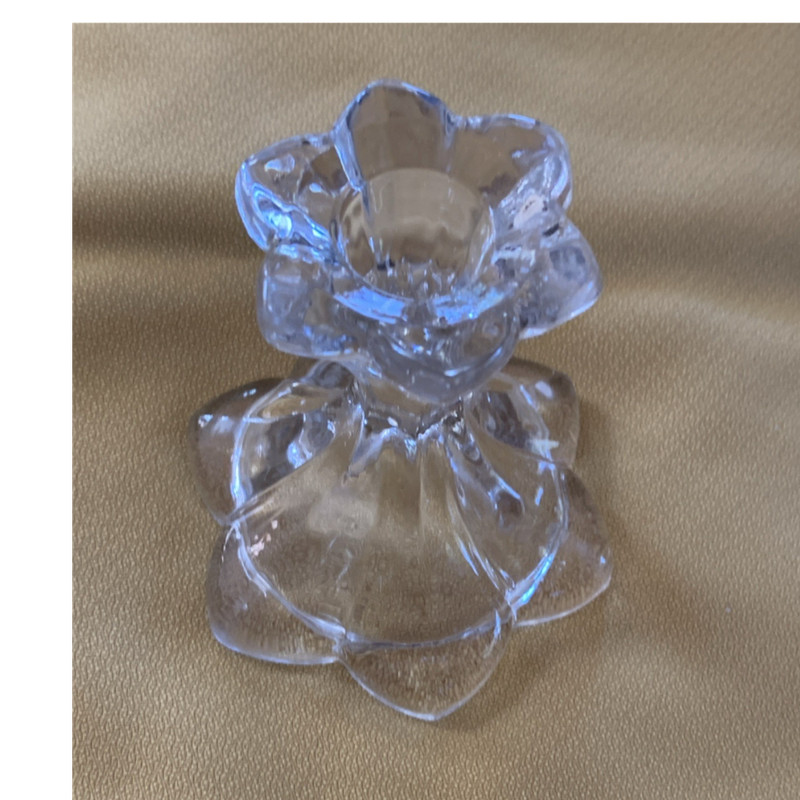 Clear Glass Floral Decorative Candle Holder for Taper Dinner Candle