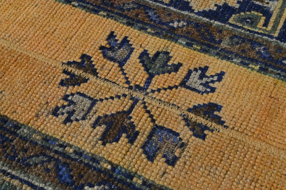 Vintage Turkish Runner Rug 3x10ft ORANGE Handmade Anatolian Oushak Hallway Wool - Image 4 of 4