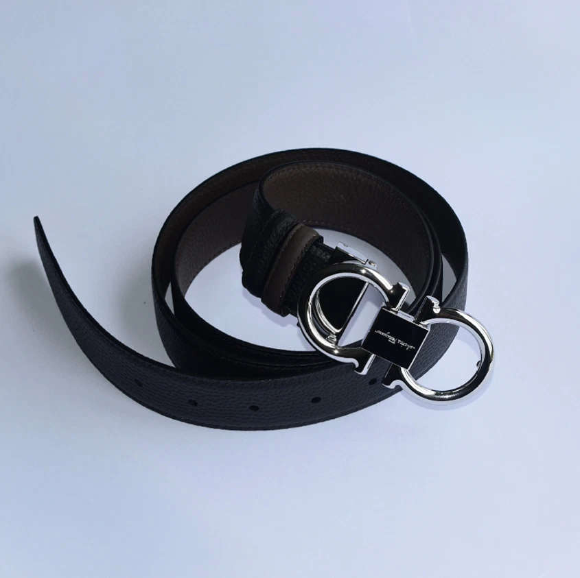 Ferragamo Hombre Cinturón Reversible/Ajustable Acabado Plateado Gancini Hebilla 120cm Foto 2 de 4