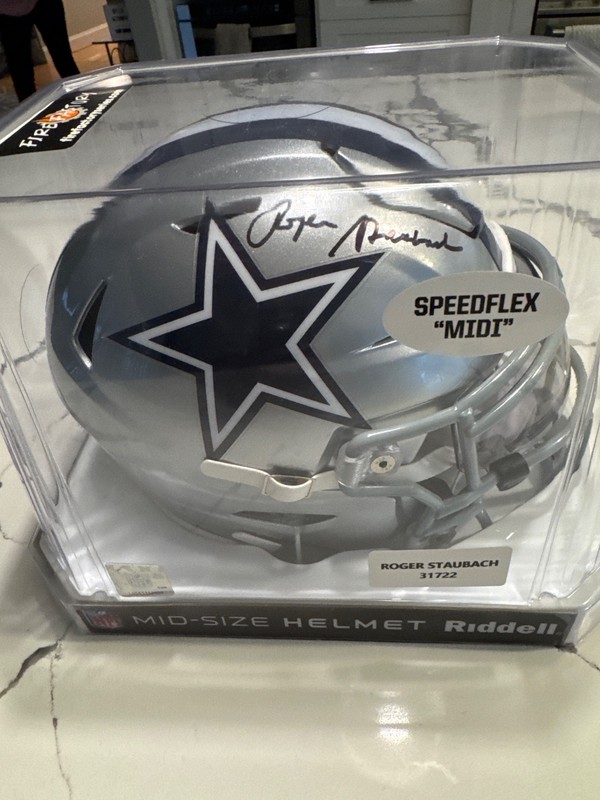 Roger Staubach signed Cowboys MIDI. speed flex Helmet. Beckett authentic