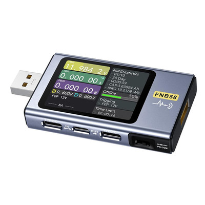 USB Tester, FNB58 Type C Voltmeter Ammeter 2.0 Inch LCD Digital USB Power Meter 