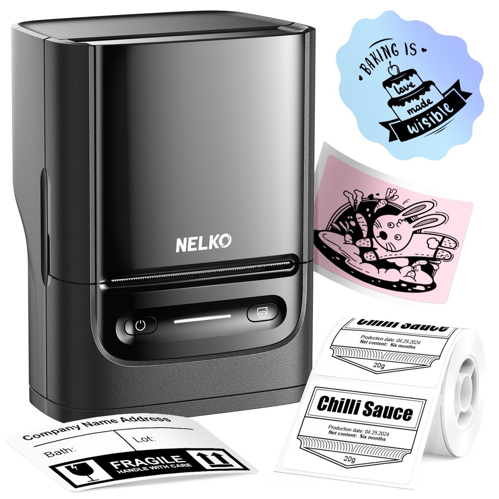 PM220 Bluetooth Thermal Label Printer with Tape, Portable Label Maker Machine