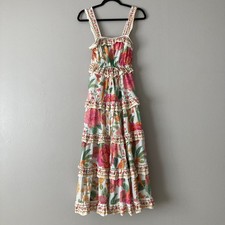 Anthropologie x Farm Rio 100% Cotton Macaw Bloom Ruffle Floral Tiered Midi Dress