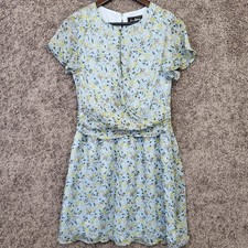 Sam Edelman Printed Chiffon Minidress Women 8 Blue NWT Floral Wrap K688