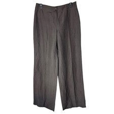 Armani Collezioni Pants Women 10 Brown Linen Blend Wide Leg Trousers Luxury