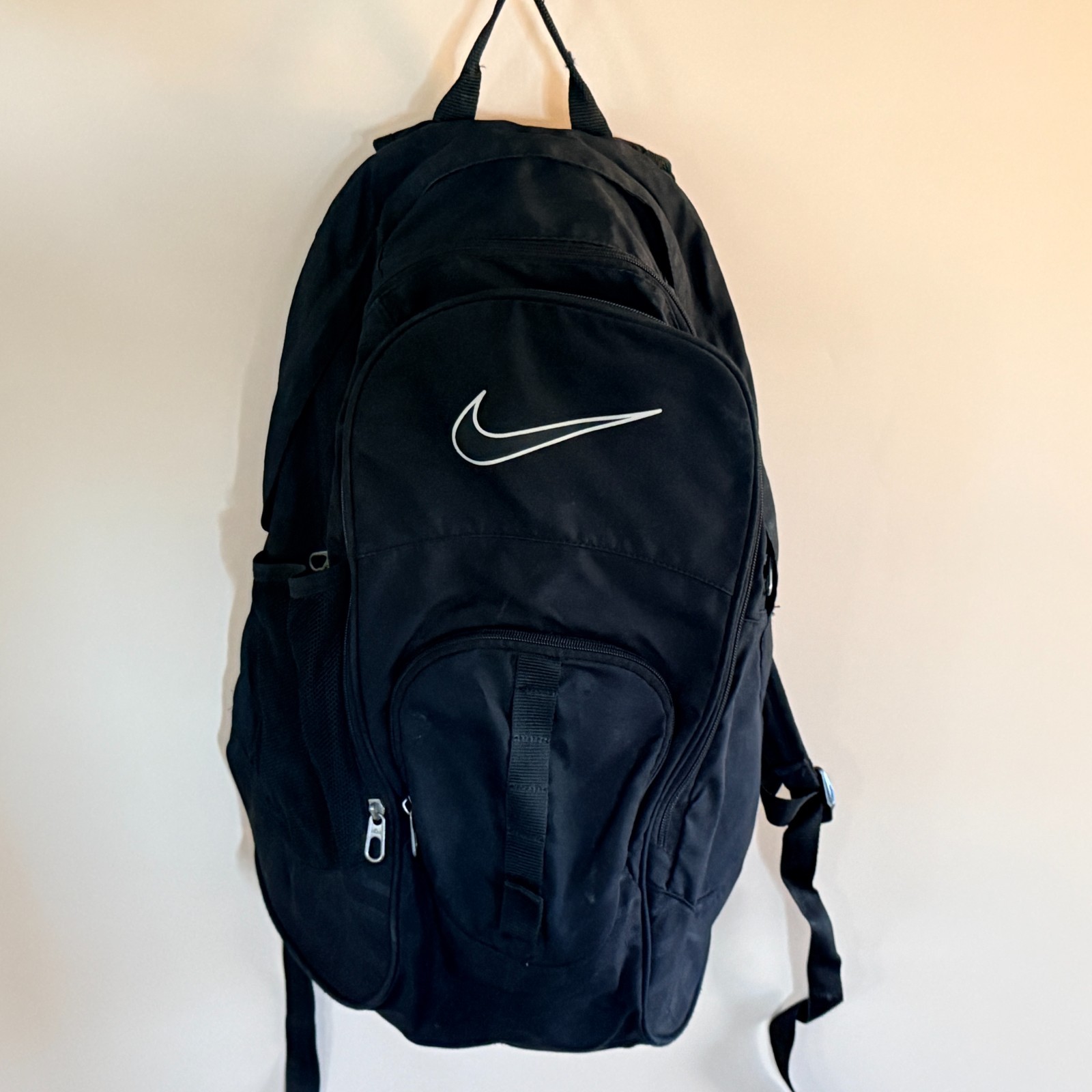Vintage Nike Tech Back Pack Backpack Black Center Swoosh 90s VTG
