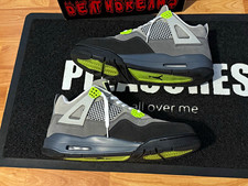 Nike Air Jordan 4 Mid Top Gray Black Green Colorblock Lace Up Sneakers