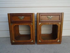 Pair Asian Nightstands Thomasville 2 Chinoiserie Chinese Bed side Tables Cabinet