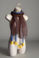 Ladies Brown Arty Yellow Flower Elegant Design Long Neck Large Shawl Woman Scarf