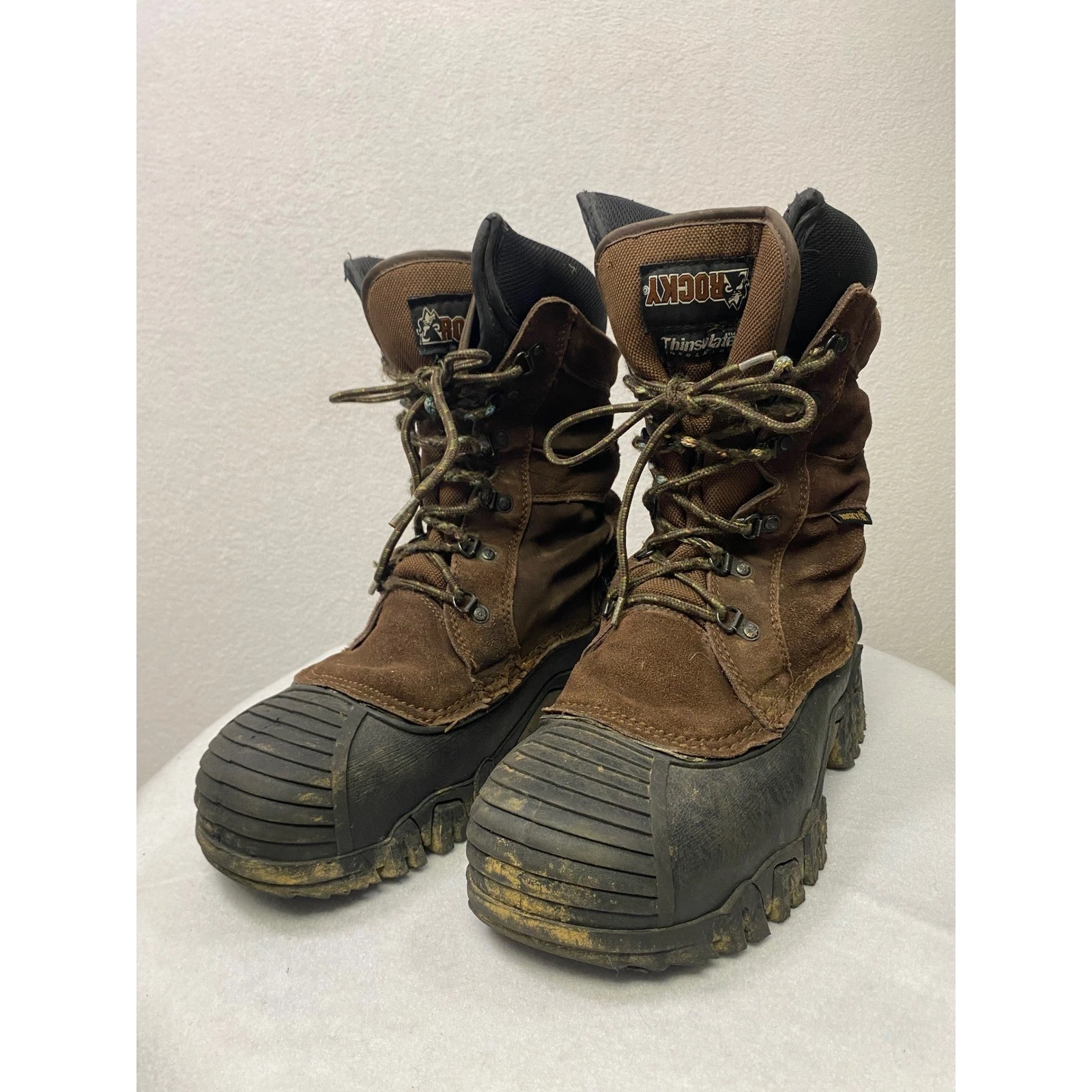 Rocky Men's Insulated Winter Work Boots Brown Thinsulate Size 11 M