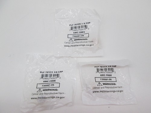 Lot of 3 Anderson Metals PLF 761CX 3/8 Inch Brass Cap 730081-06 New Sealed