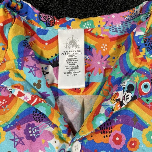 Disney Parks 2024 PRIDE COLLECTION Short Sleeve Camp Shirt Size Medium Rainbow - Picture 2 of 5