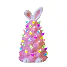 Tabletop Bunny Light Up Tree Decorations BunnyTree Easter Pink