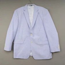 Saddlebred Seersucker Blazer Mens 44R Blue White Cotton 2-Button