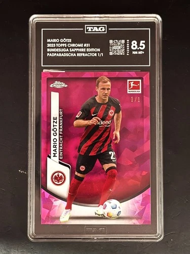 Mario Götze Padparadscha 1/1 2023-24 Topps Chrome Bundesliga Sapphire TAG 8.5