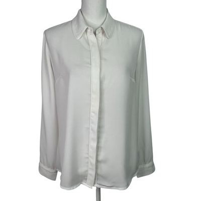 #ad Express Women’s Career Dress Blouse Sz Medium Color White Concealed Placket $15.00