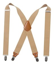 Adjustable Elastic Suspenders for Men's and Women's with X Back Khaki