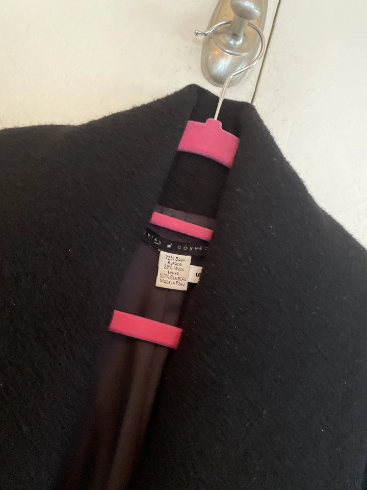 Peruvian Connection Long Coat Womens  Baby Alpaca Wool Black Lined Sz S - Image 3 of 4