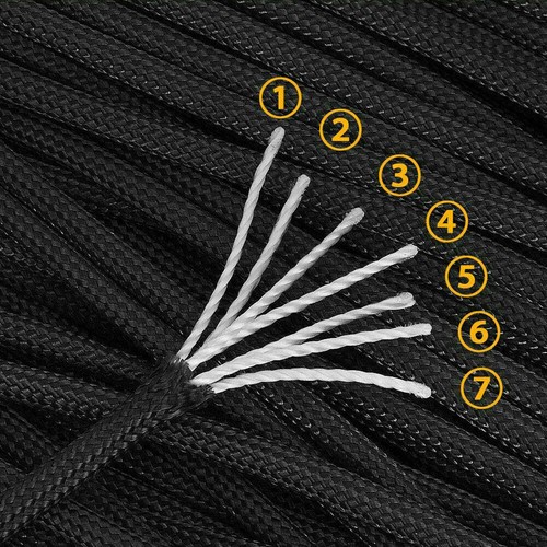 Fallschirmschnur 550 Paracord 25/50/100 Fuß 7-adriges Litzenseil für Camping Wandern - Bild 2 von 49